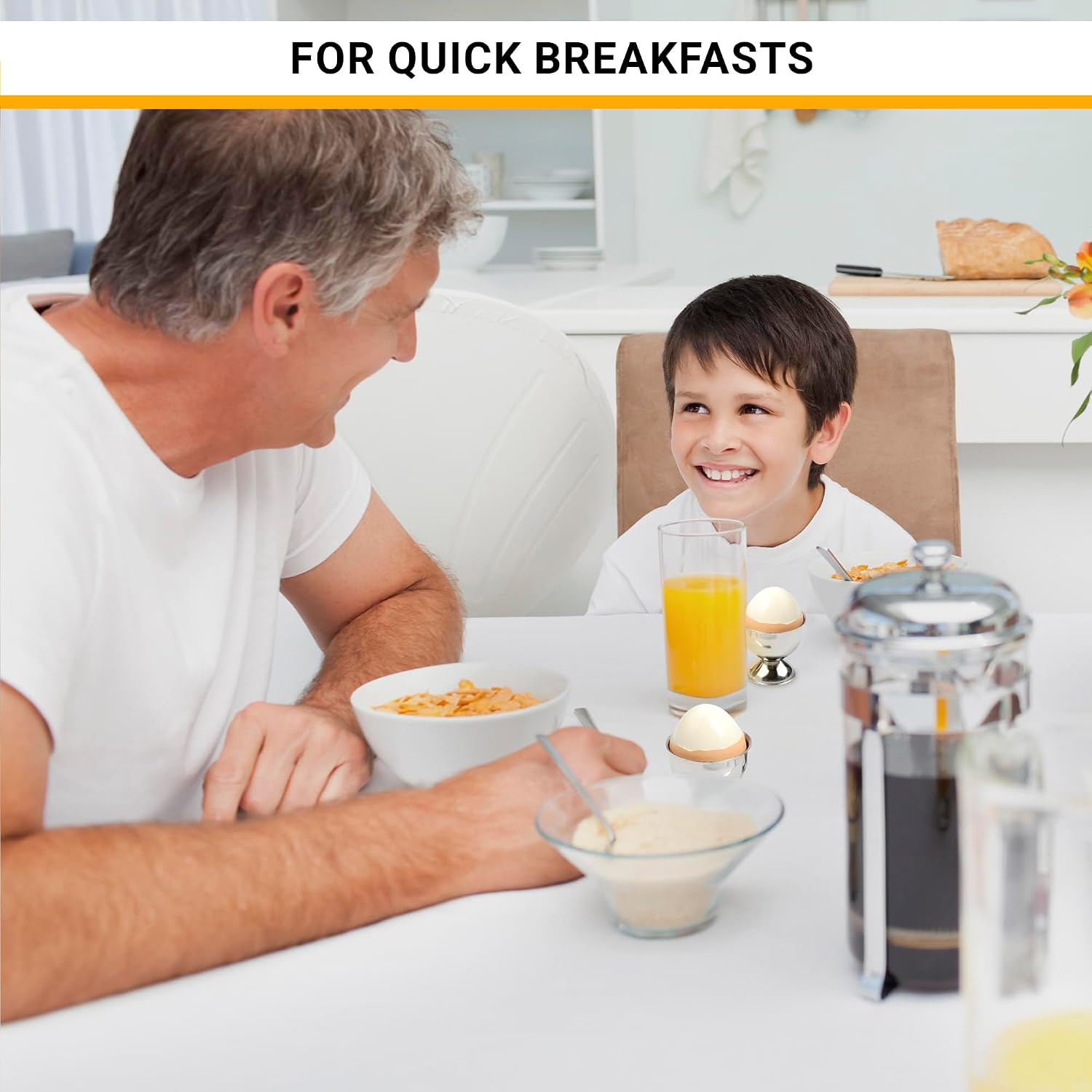 Soft Boiled Egg Holder Cups with Spoons, 2 Pcs Each, Stainless Steel