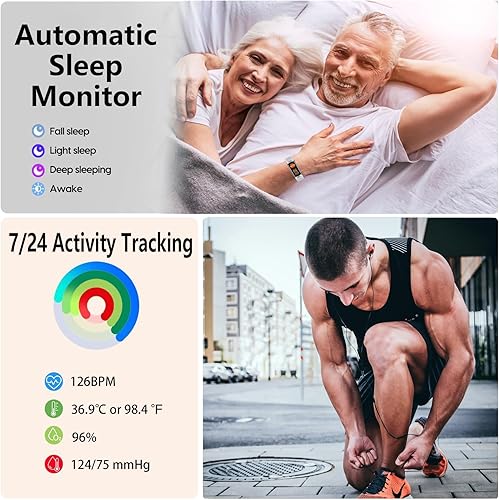 Miniatura 4 de Fitness Tracker with Heart Rate Monitor, 1.1" AMOLED Screen Smart Watch, Activity Tracker, Pedometer, Sports Bracelet with Calorie Counter, Sleep