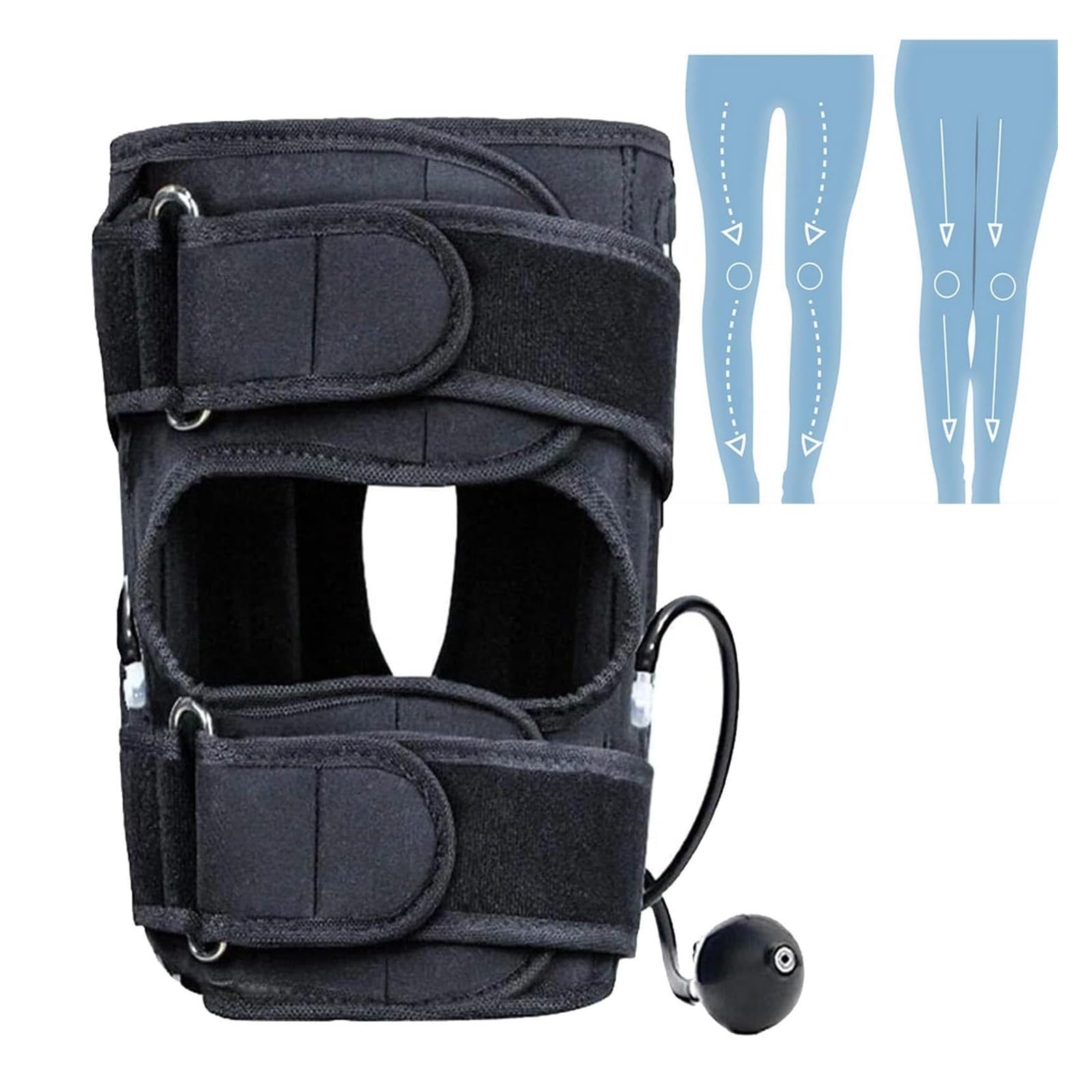 Corrector Piernas O y X｜Faja Alineadora 3 en 1 Ajustable para Adultos y Niños con Soporte Aluminio y Almohadillas Inflables