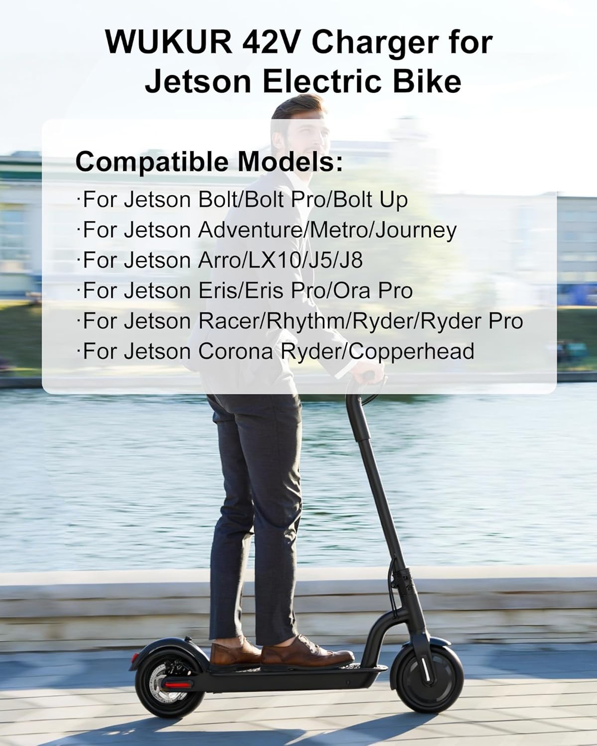 WUKUR 42V Charger for Jetson Electric Bike Compatible with Jetson Electric Scooter Bolt/Bolt Pro/Adventure/Metro/Journey/LX10/J5/J8 Bikes, for Jetson Eris Pro/Ora Pro/Racer/Rhythm Scooter Power Supply - Image 2