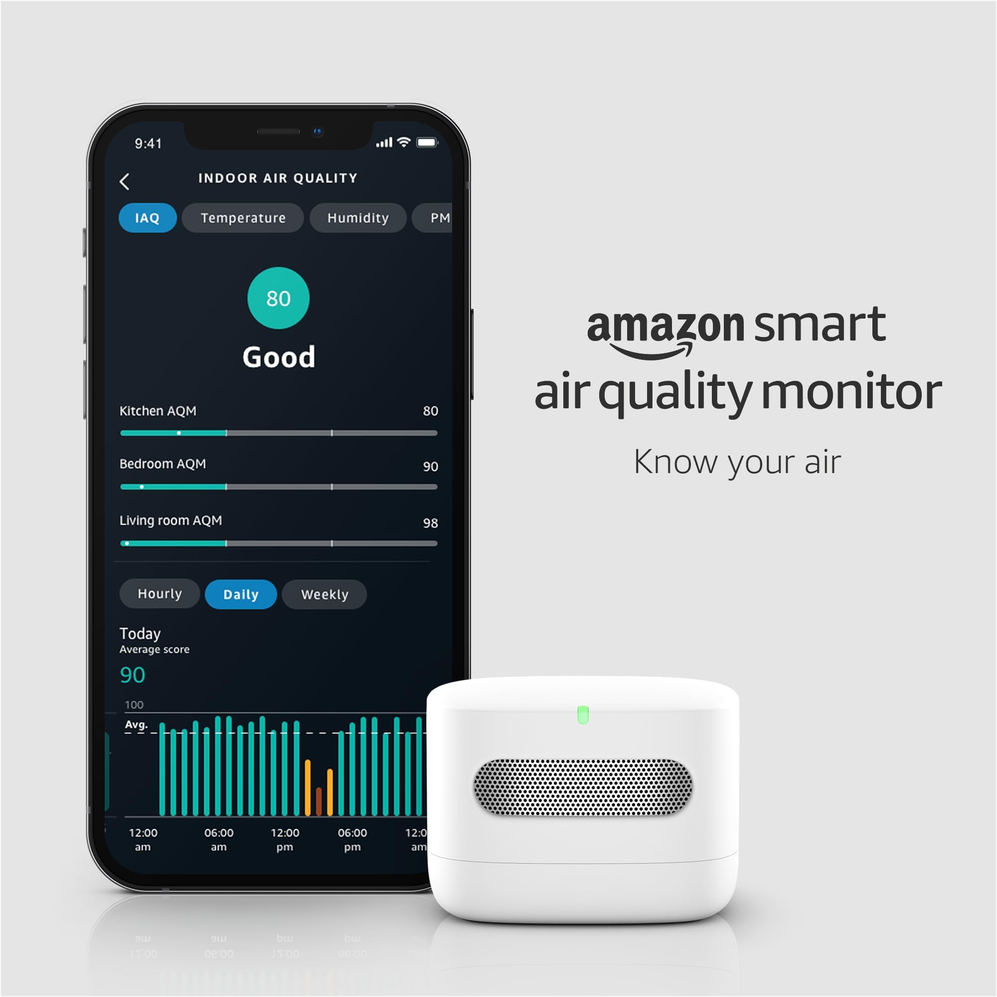 Amazon Smart Air Quality Monitor – Know your air, Works with Alexa