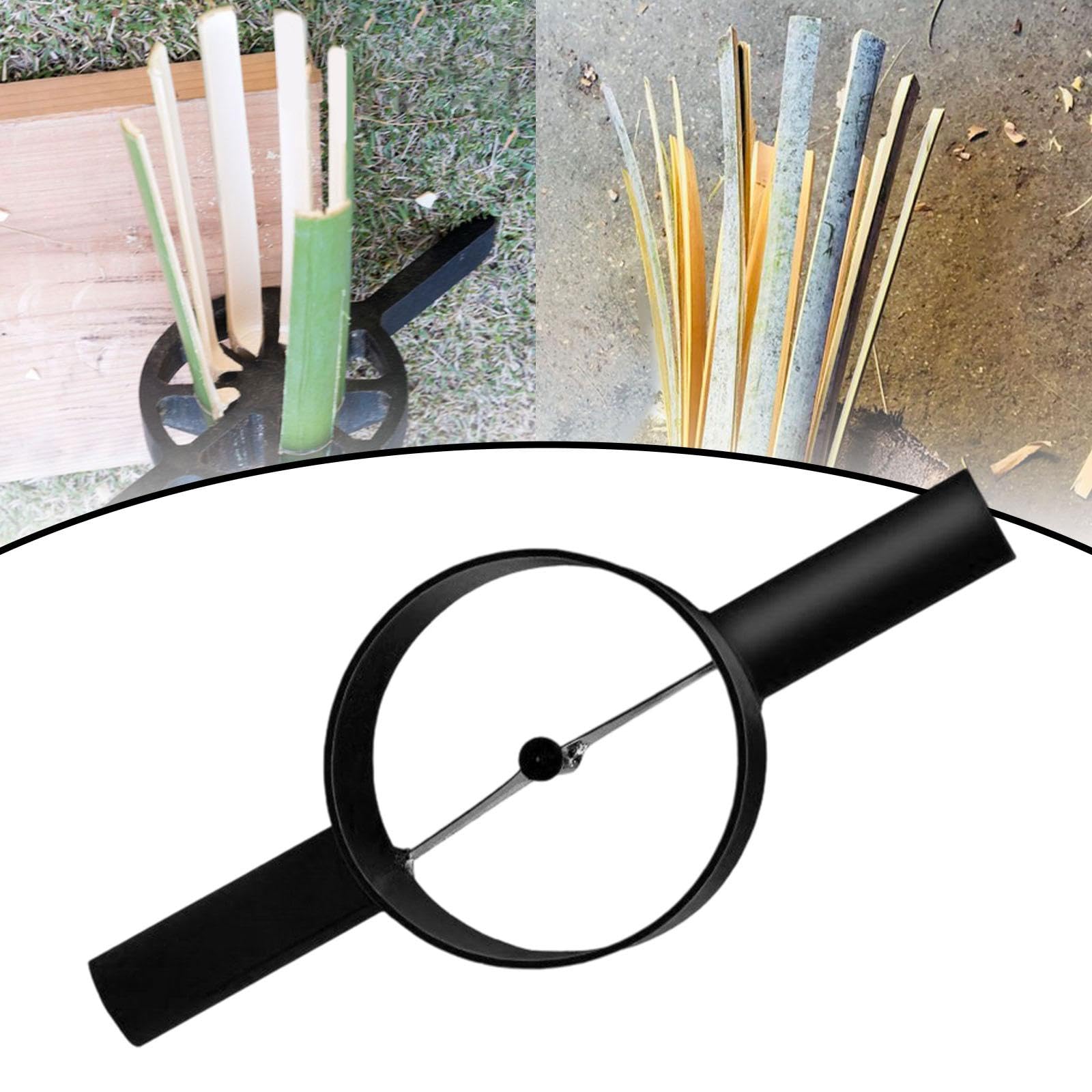 Fendeur à Bambou Manuel en Acier, Séparateur de Bambou Robuste avec Manche Allongé, Outil de Fendage Efficace pour Artisanat, Vannerie et Projets DIY (Noir, 2 Coupes)
