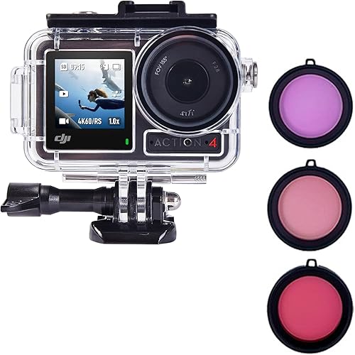Waterproof House Case with Dive Filters Set for DJI Osmo Action 5 Pro43, 60 m197 ft Deep Diving Portective Case