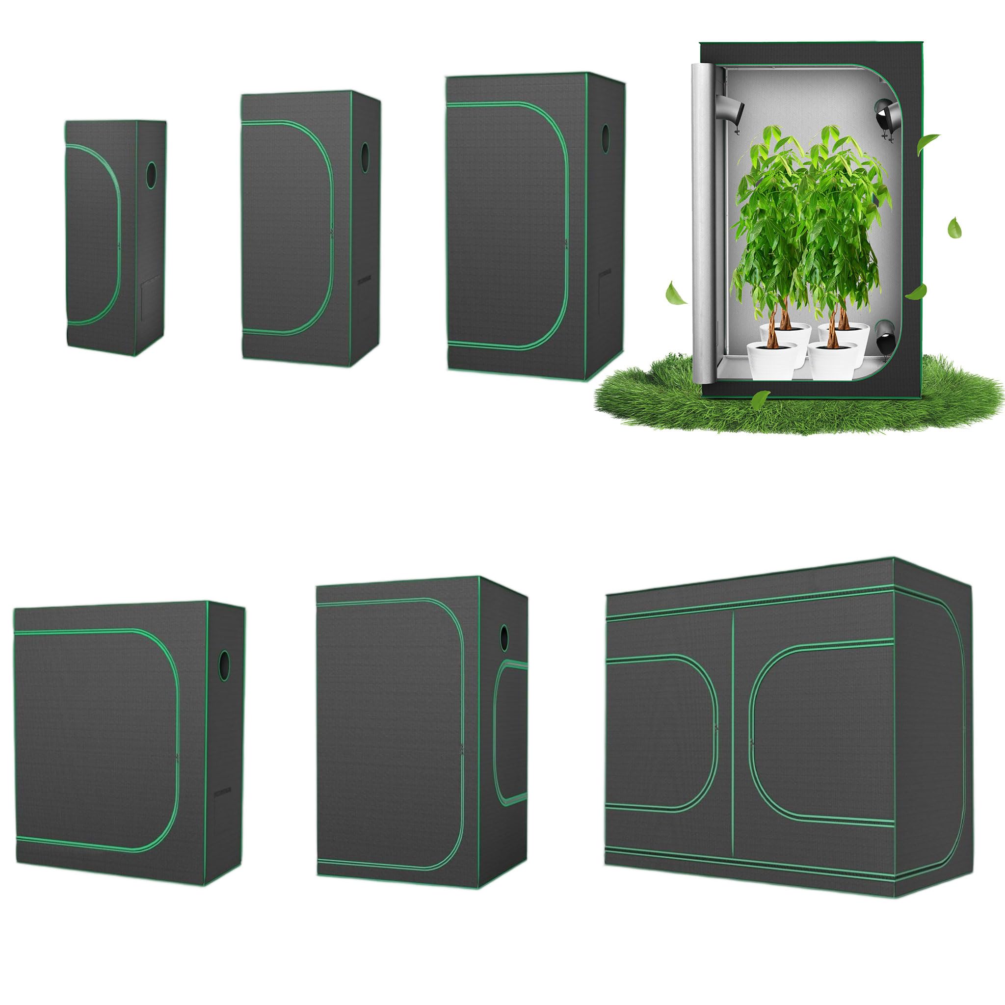 UISEBRT Tienda de cultivo para plantas, invernadero, 240 x 120 x 200 cm, para cultivo en interiores, de tela Oxford 600D, con marco de acero, resistente a la luz y al agua, para verduras, hierbas y