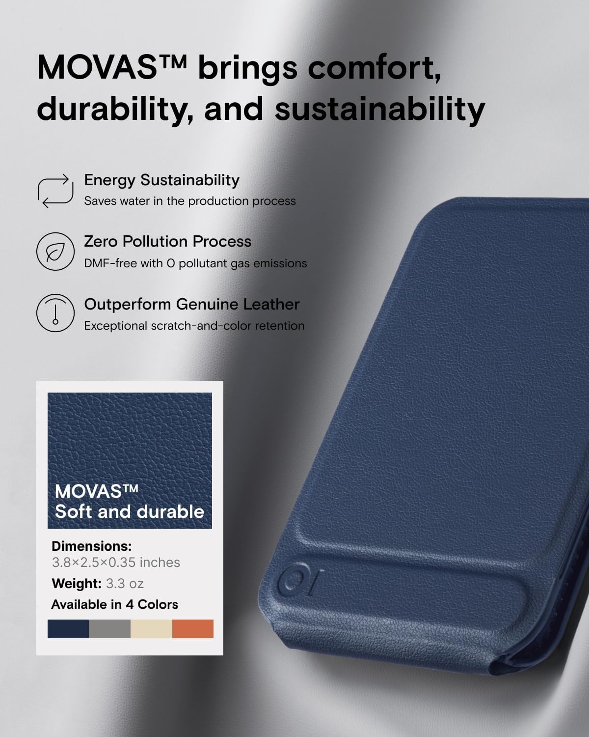 MOFT Phone Tripod Wallet, 3 in 1 Phone Stand, NFC-Supported Magnetic Phone Wallet, MOVAS Vegan Leather Adjustable Card Holder, Navy Blue - Image 5