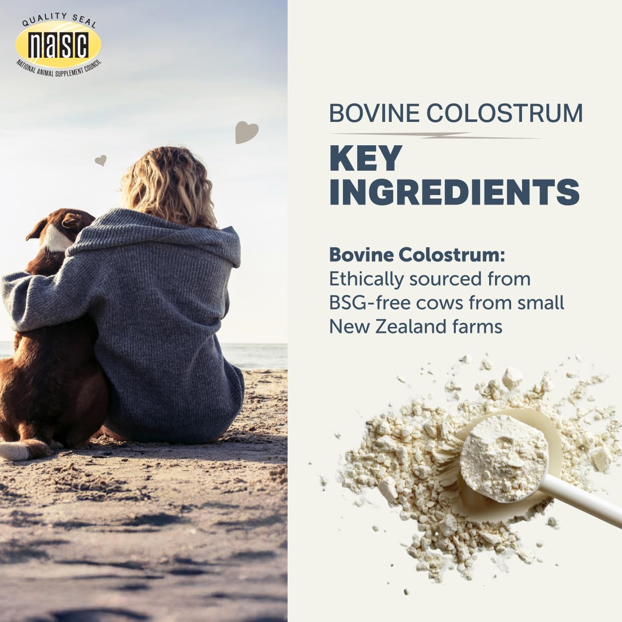 FOUR LEAF ROVER Colostrum for Dogs - Bovine Colostrum from 100% Grass-Fed New Zealand Cows - Skin, Gut & Immune Support - 60 Day Large Dog Supply