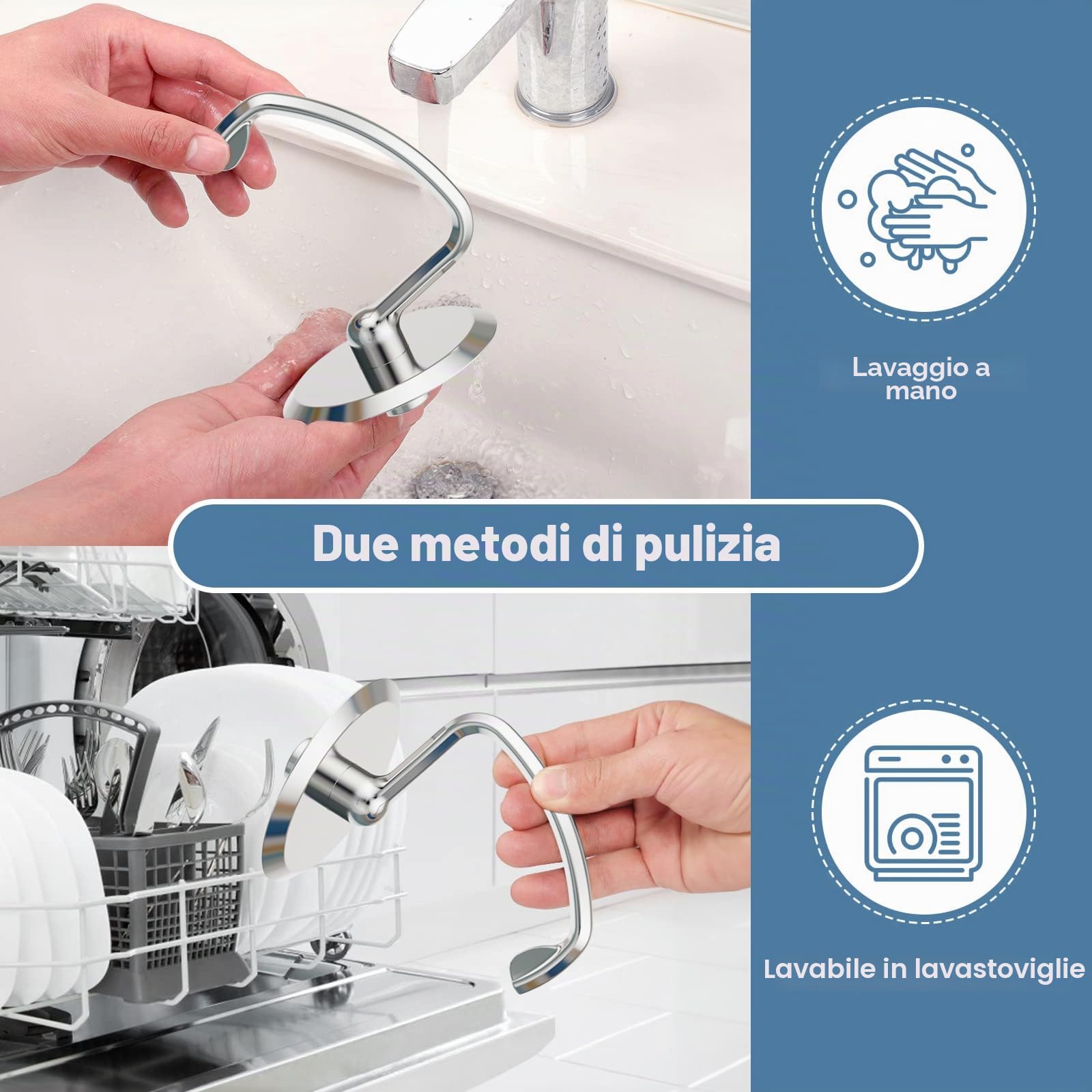 COFUN Gancio per impasto in acciaio inox per KitchenAid, si adatta all'impastatrice a colonna con testa inclinabile per KitchenAid 4,5-5Qt, sostituisce gli accessori per Kitchen Aid