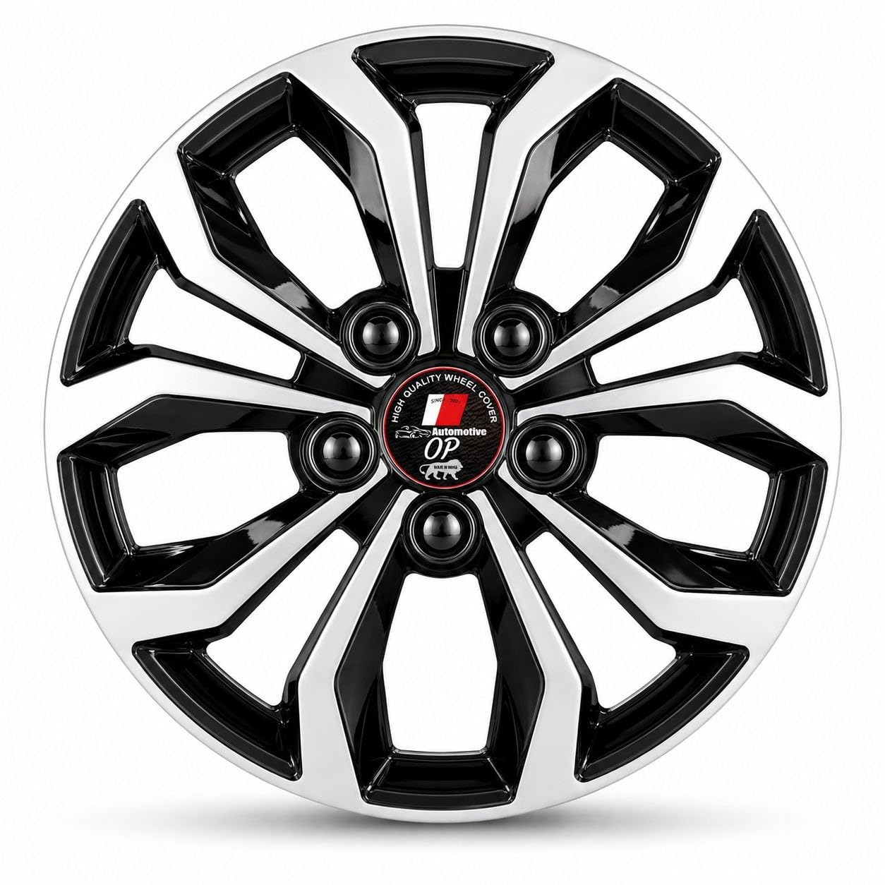 OP Automotive Vision Style 14 Inch Wheel Cover Set of 4 for Car | Universal Snap-On Fit | Premium Black & Silver | Durable PP Wheel Caps for Steel Wheels (14 Inch)-image-19