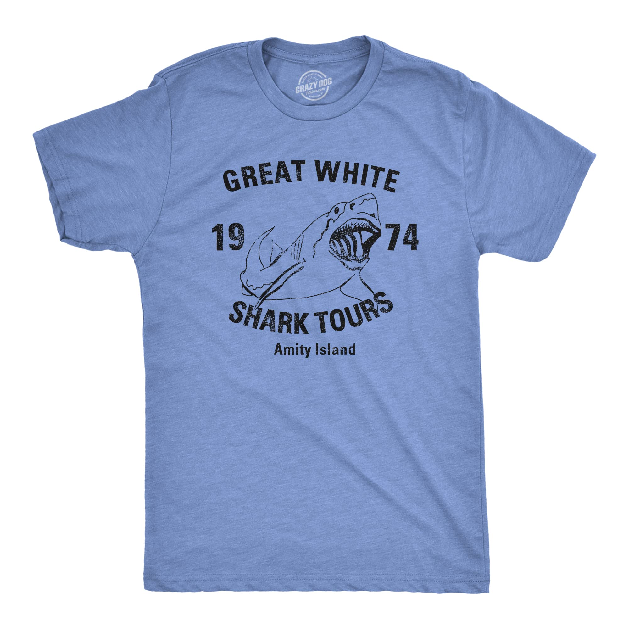 Crazy Dog T-ShirtsGreat White Shark Tours T-Shirt Vintage Movie Boating Shirts Fishing Tees