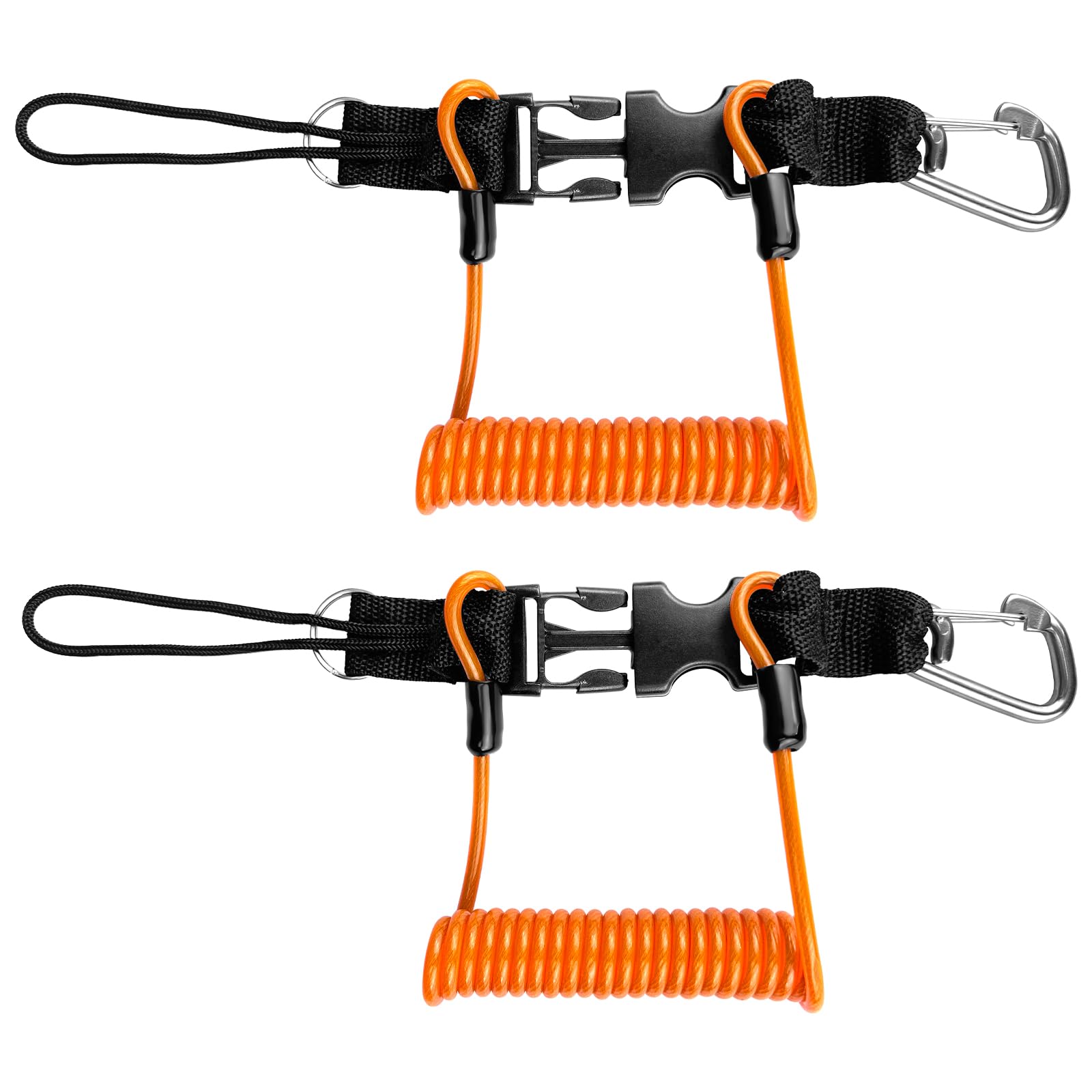 EEBBL 2pcs Scuba Diving Lanyard, Stainless Steel Spring Coiled Lanyard
