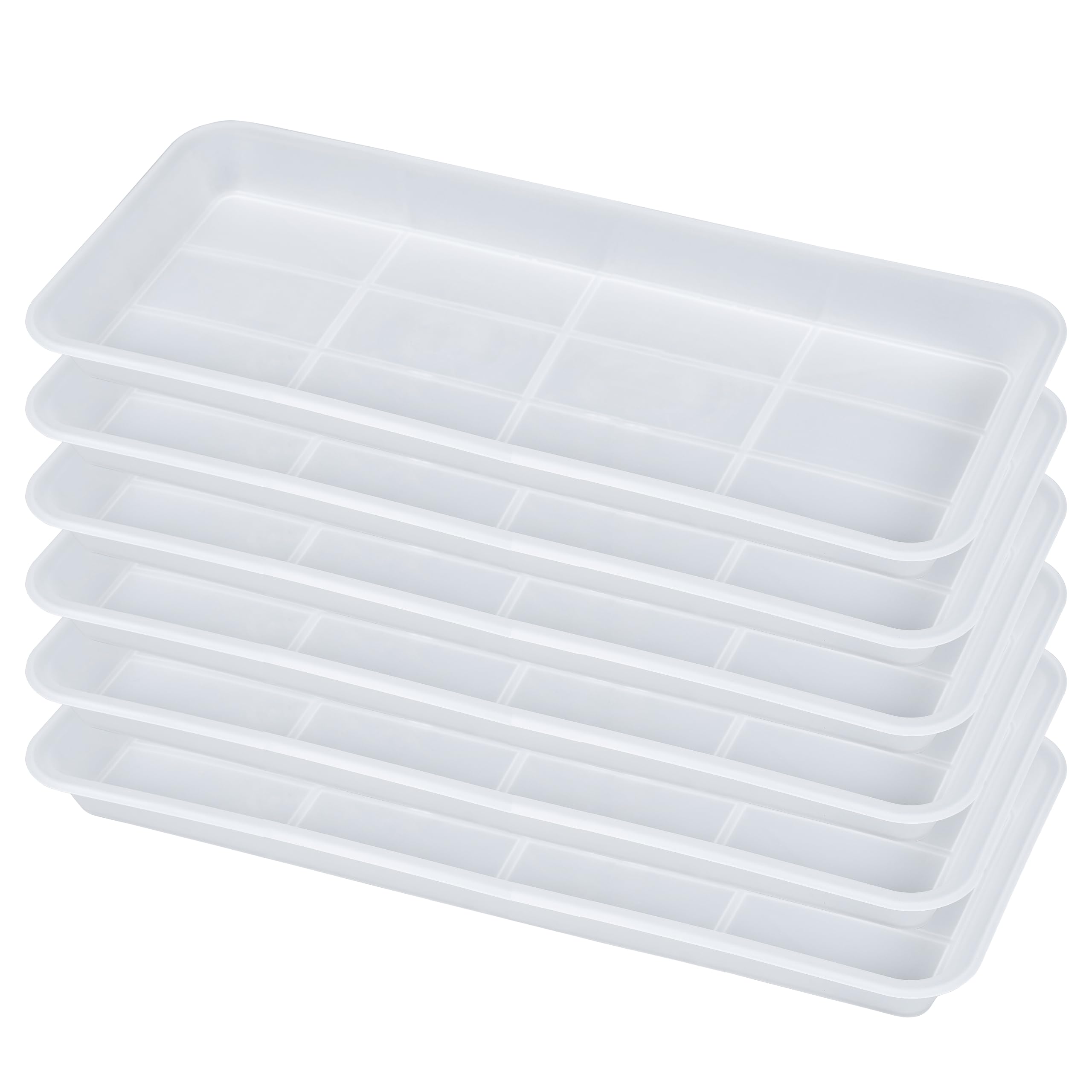 VUWEZ 6 Pack of Plastic Plant Tray Saucer Rectangular, Pot Trays Saucers for Indoors Outdoor, Plant Water Drip Trays for Flower Pot Planter, Windowsill Planter Tray (6.5 X 13 Inch, Clear)