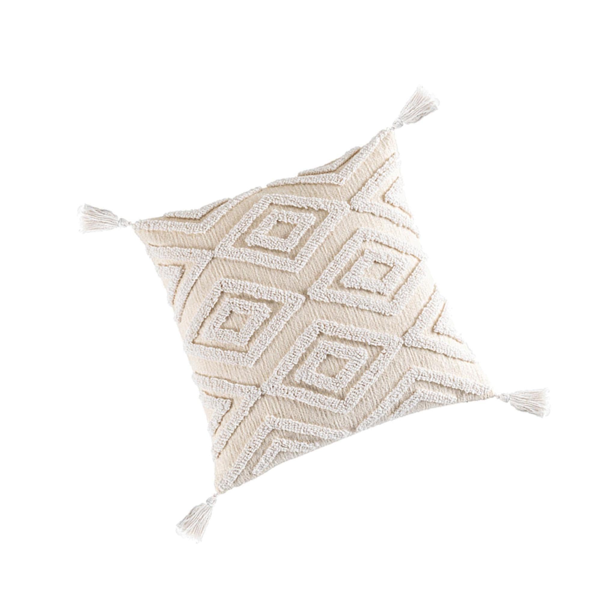 Zambuph Boho Farmhouse Throw Pillow Cover Tassels Woven Tufted Cushion Case for Bed Soft and Cozy Decorative Lumbar, 45x45 A