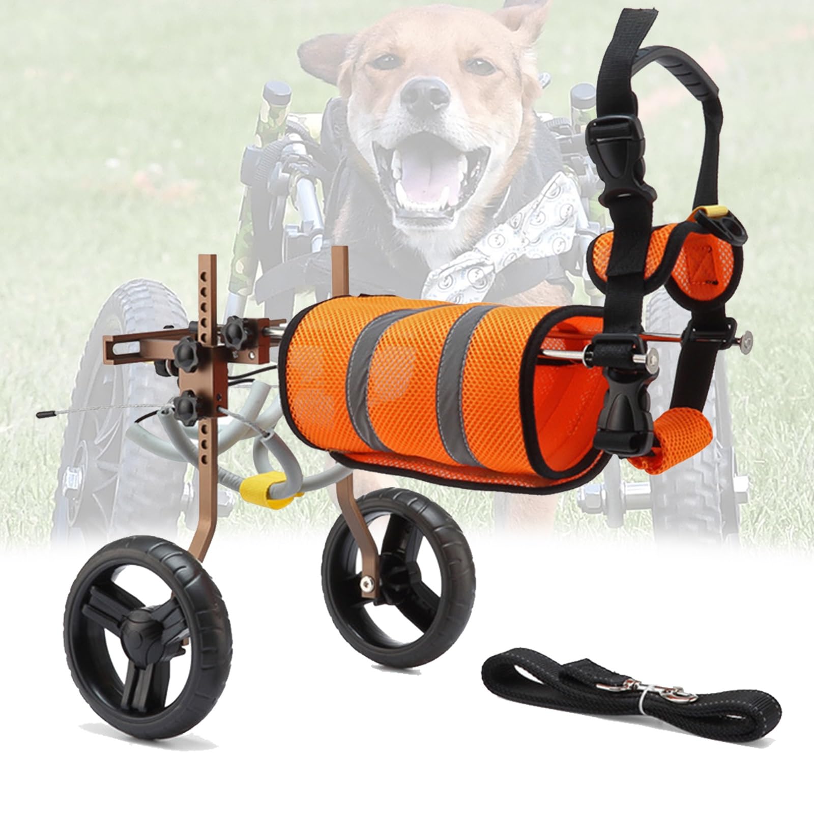 Fauteuil roulant pour chiens réglable et léger à 2 roues marron