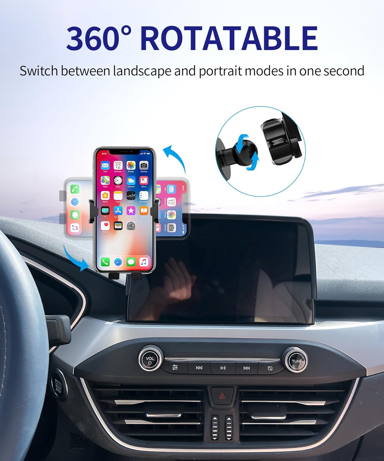 Car Phone Holder for 2020-2025 Ford Escape, 360° Rotation, 8 inch Screen Fixed Clip, Auto Accessories Navigation Bracket, Interior Decoration Mobile Phone Mount