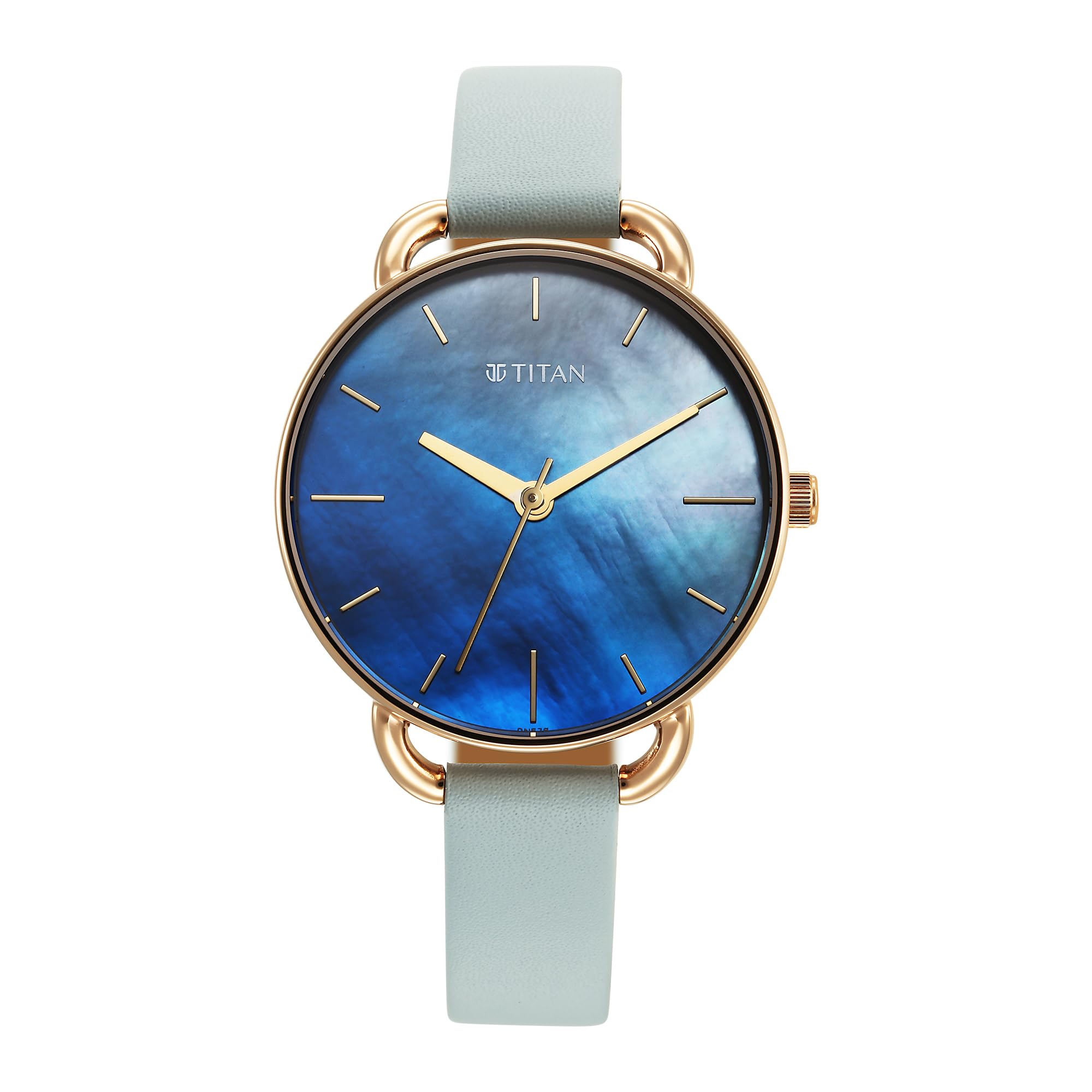 TitanTitan Secluded Quartz Analog Gradient Blue Mother of Pearl Dial Blue Leather Strap Watch for Women - 2705WL01