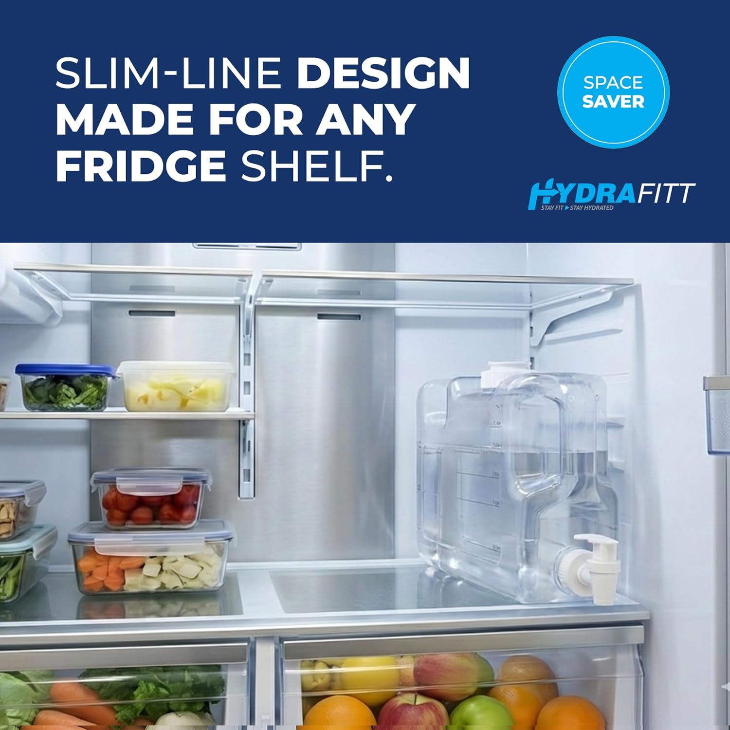 Refrigerator Water Dispenser 1.1 Gallon – Leak-Proof Slim Fridge Water Container with Spigot – BPA-Free Refillable Water Jug (Clear) - Image 2