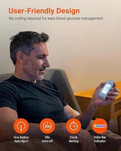 Miniatura 4 de iHealth Kit de monitor de glucosa en sangre de acacia, 100 tiras de glucómetro, 100 lancetas, 1 monitor de azúcar en sangre, 1 dispositivo de