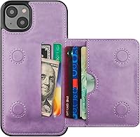 Vista 1 de KIHUWEY Funda compatible con iPhone 14 Plus con tarjetero de cuero de primera calidad, cierre magnético oculto, duradero, a prueba de golpes
