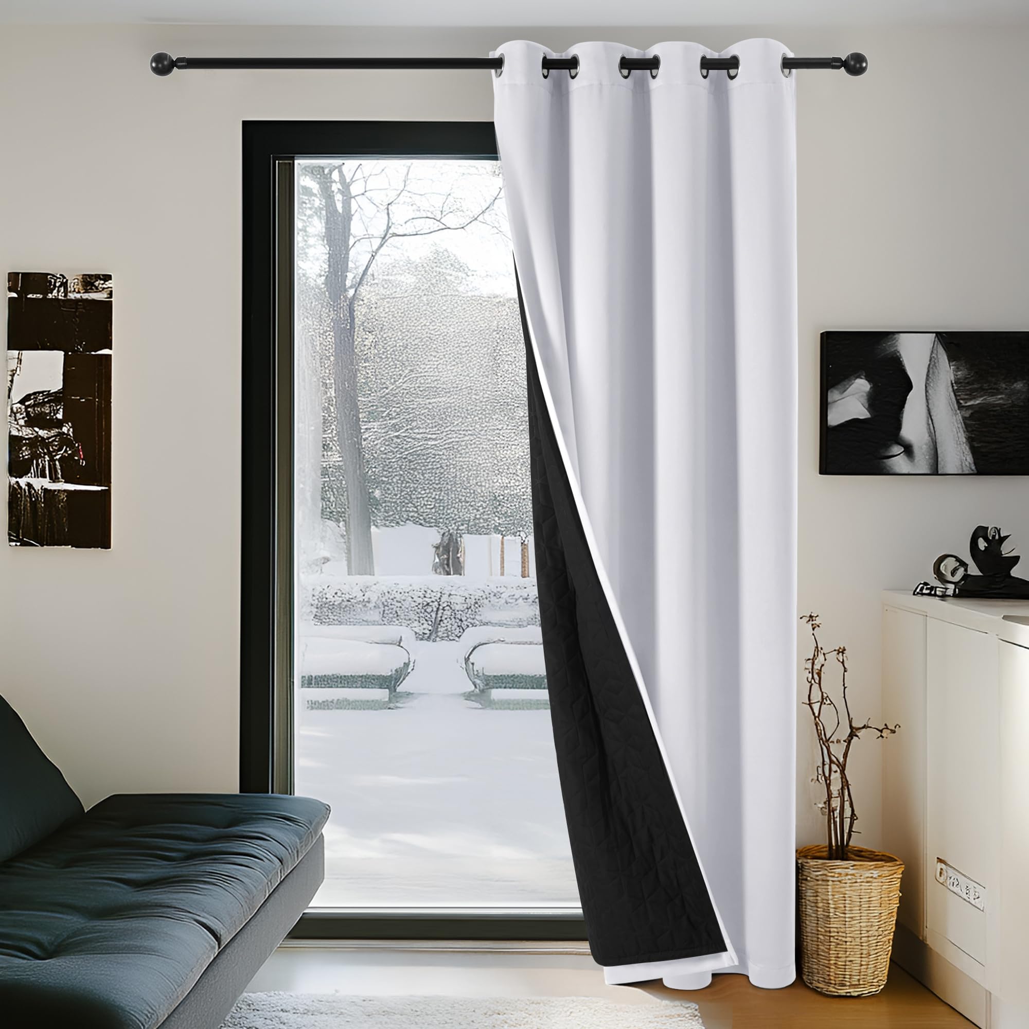 Deconovo Thermal Door Curtains 84 Inch Drop, Extra Wide Window Panel with Thick Microfiber Lining