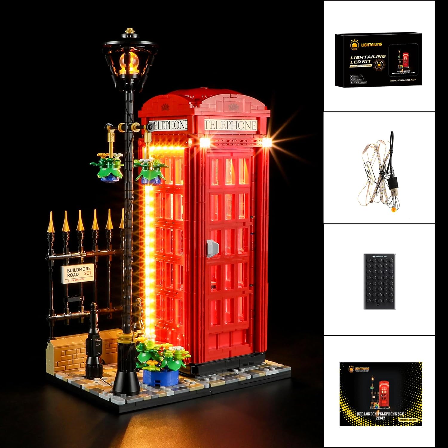 LIGHTAILING Light for Lego-21347 Red London Telephone Box - Led Lighting Kit Compatible with Lego Building Blocks Model - NOT Included The Model Set