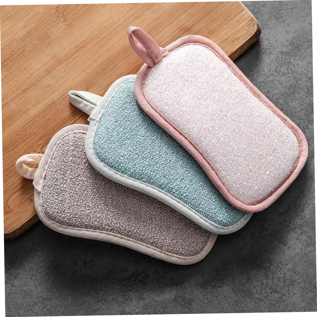 Healeved 30pièces Éponge De Nettoyage De Cuisine Lot de Éponges Réutilisables Lin Nettoyage Facile des Vaisselles Casseroles Et Éviers pour Cuisine Et Salle De Bain