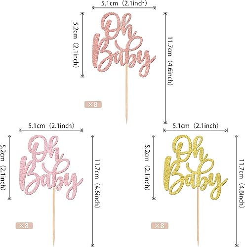 Miniatura 56 de 1 pieza de decoración de pastel Oh Baby Shower con purpurina para baby shower, bautismo, revelación de género de bebé, decoración de pastel