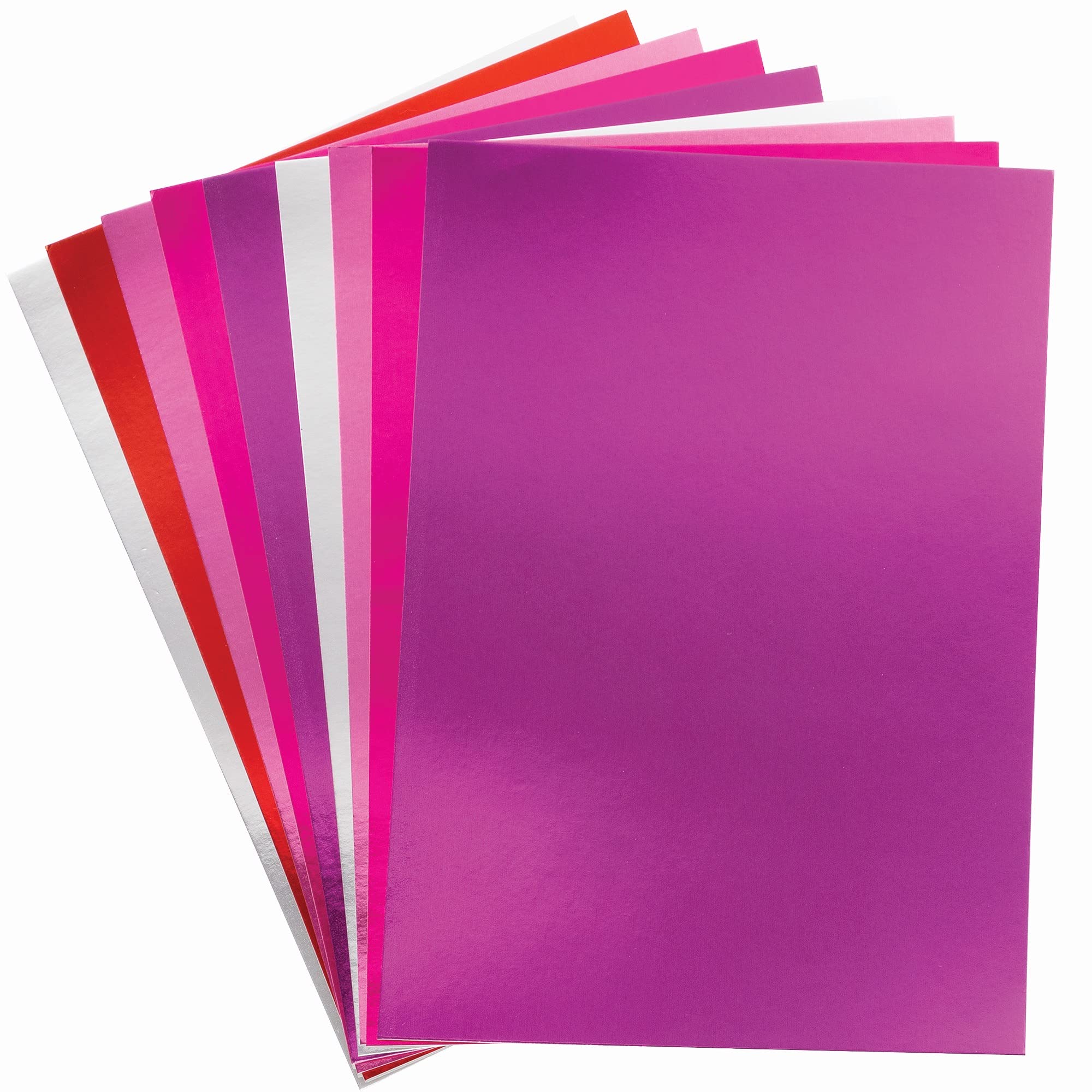 Baker Ross Metallic Valentines Card - Pack of 20, Valentine's Craft Card for Kids (FC302), Red, Pink, Purple