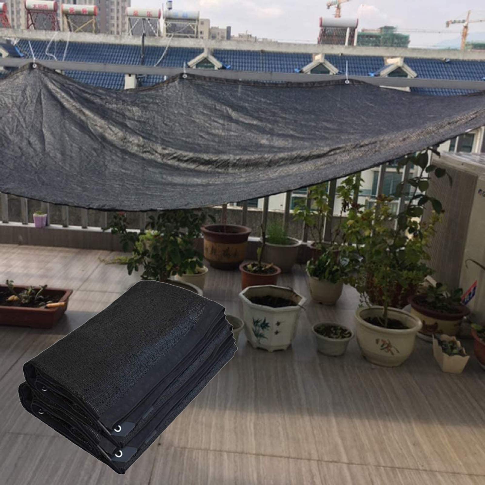 Sunblock - Panno a rete per piante, 7 x 10 m, protezione UV, per serra, patio, giardino e aiuole, con occhielli per una facile installazione