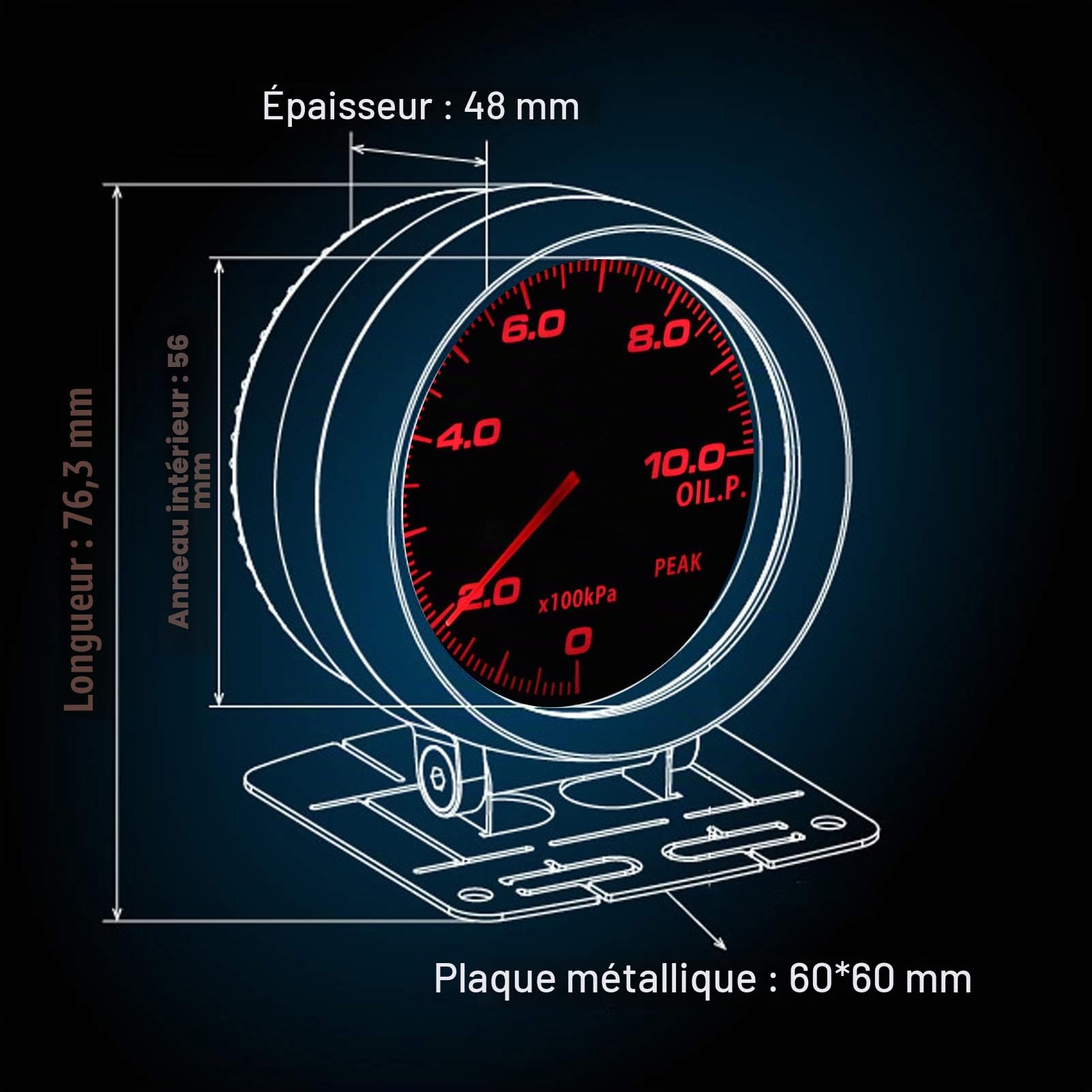 2.4in touchant 17 couleurs OBD2 3 jauges ensemble combiné Turbo Boo + pression d'huile + jauge de température d'huile Kit de jauge électronique