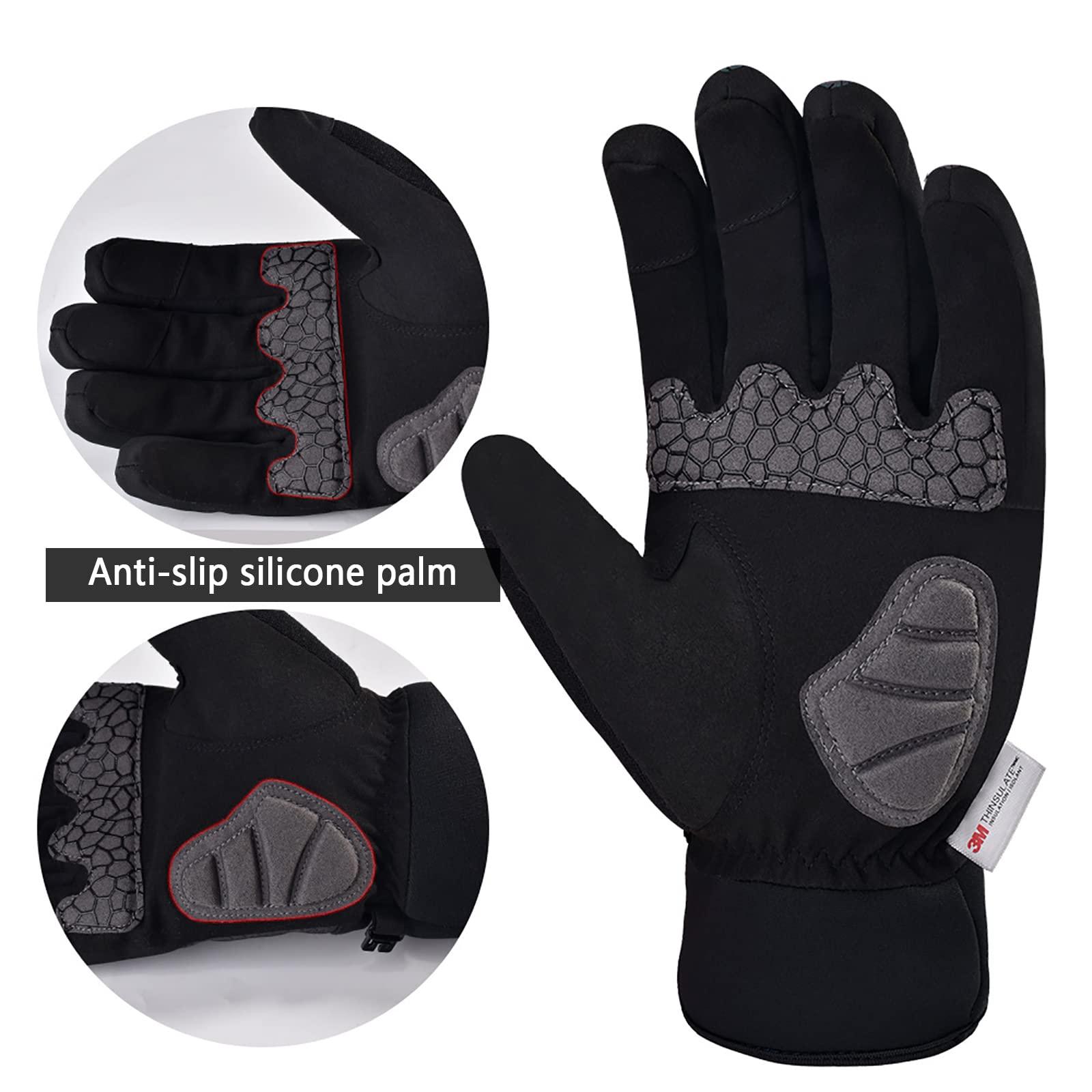 Generic Winterhandschuhe Fahrradhandschuhe Warme Wintersporthandschuhe Windproof Weiche Handschuhe Touchscreen für Fahrrad Motorrad Ski Snowboard