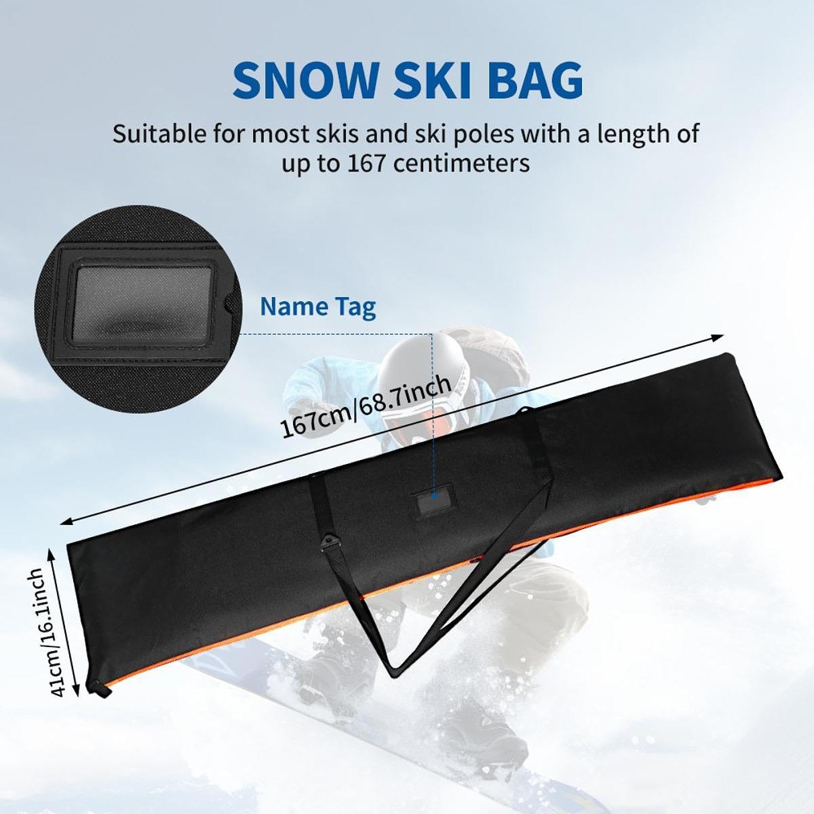 Reisetasche für Skizubehör, Robuste Tragetasche, Tragbar