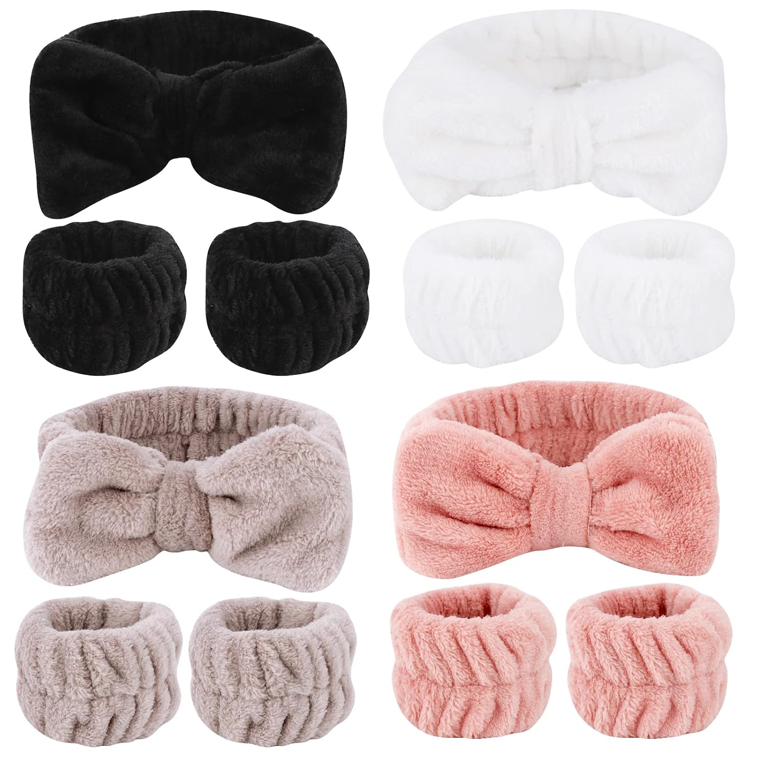 Spa Headband and Wrist Towels Set for Skincare