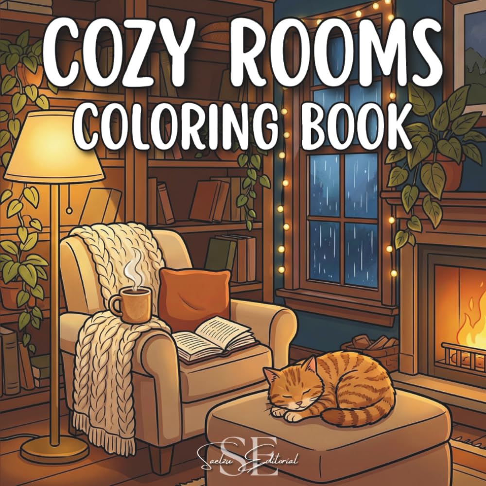 Cozy Rooms Coloring Book: A Cozy Spaces Coloring Book for Adults Featuring Relaxing Room Designs, Beautiful Aesthetic Interiors, and Stress Relief Pages