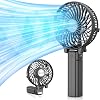 VersionTech Hand Held Fan,Portable Handheld USB Rechargeable Fans with 3 Speeds,Battery Operated Electric Powered Mini Foldable Desk Desktop Fans for Home Office Ceiling Travel Black