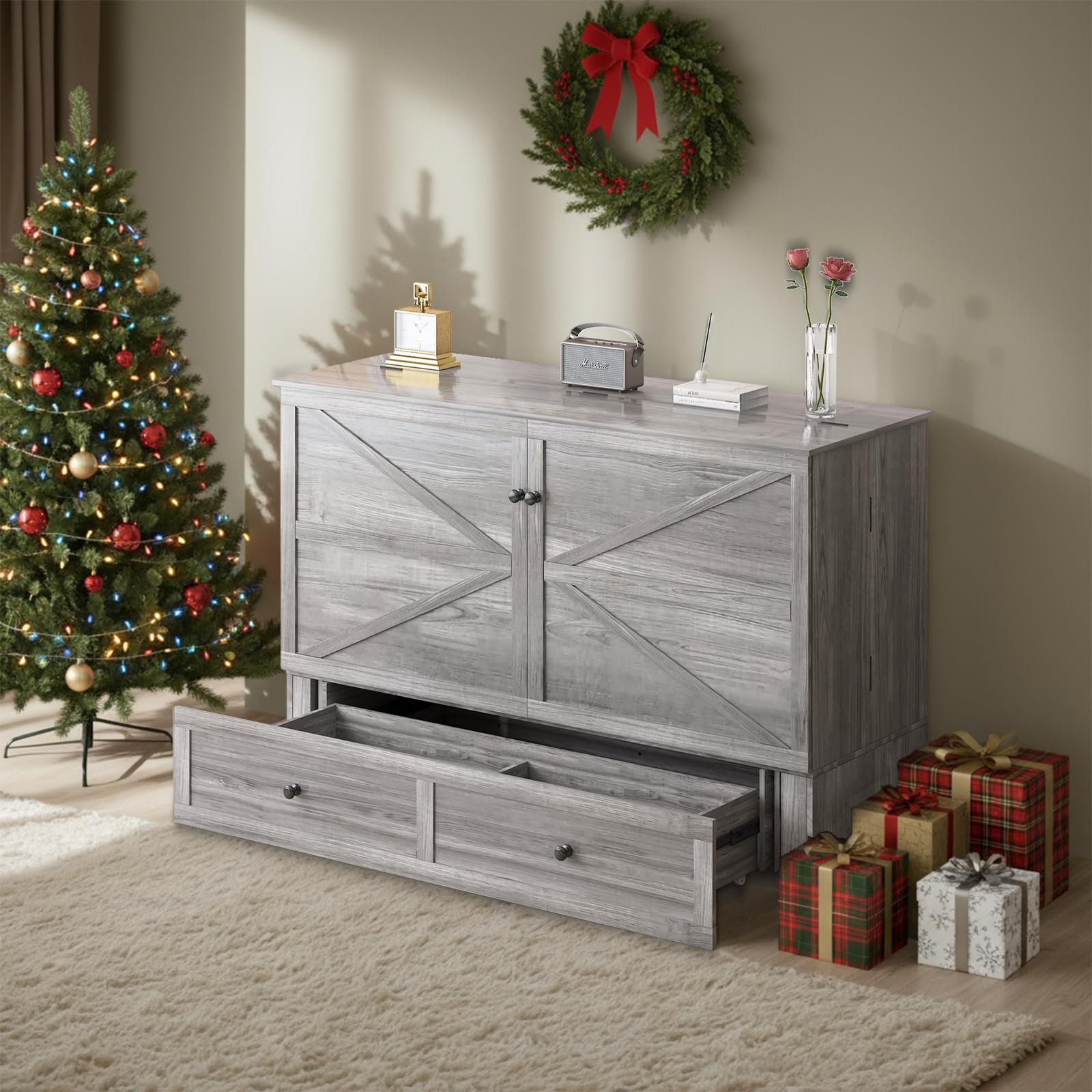 CECER Full Size Murphy Bed Grey