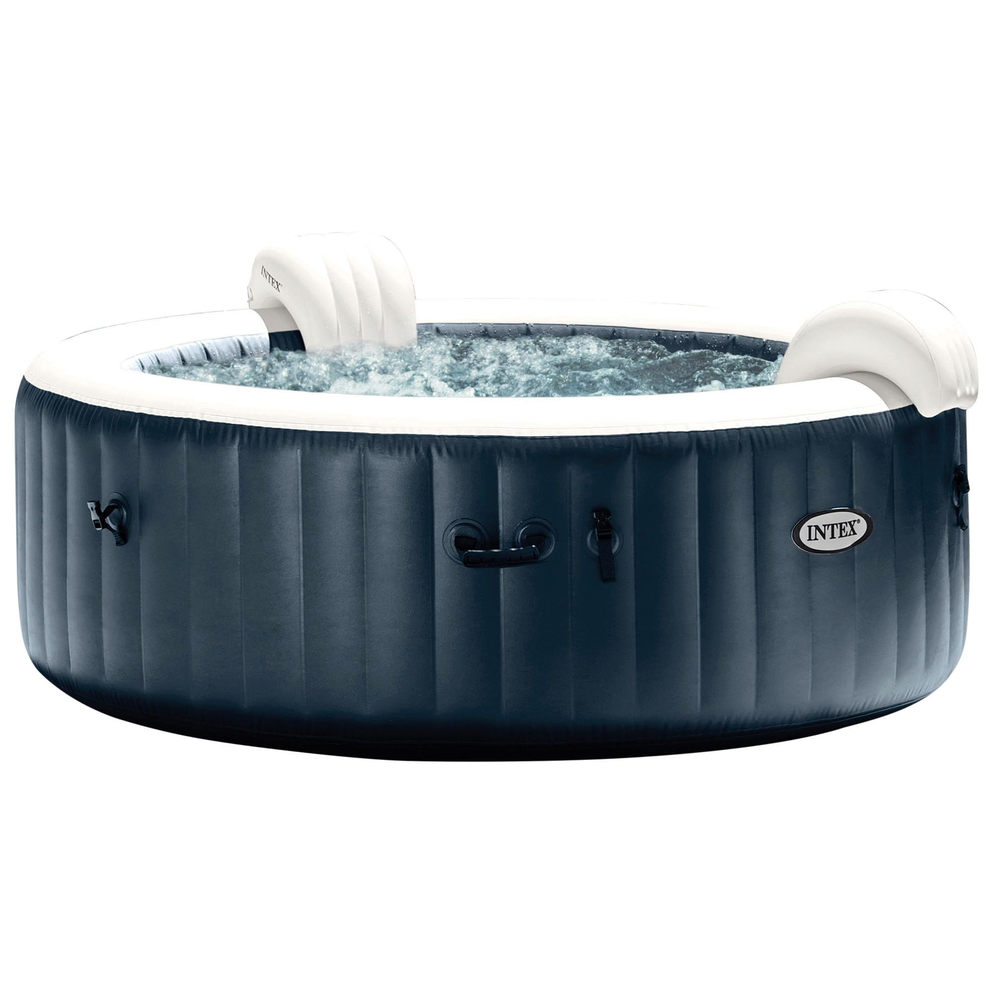 Intex SPA Hinchable Circular, 6 Personas, Ø216x71, Calentador hasta 40ºC, 170 Salidas de Burbujas, Suelo térmico, Depuradora Filtro S1, Accesorios incluidos (55089)