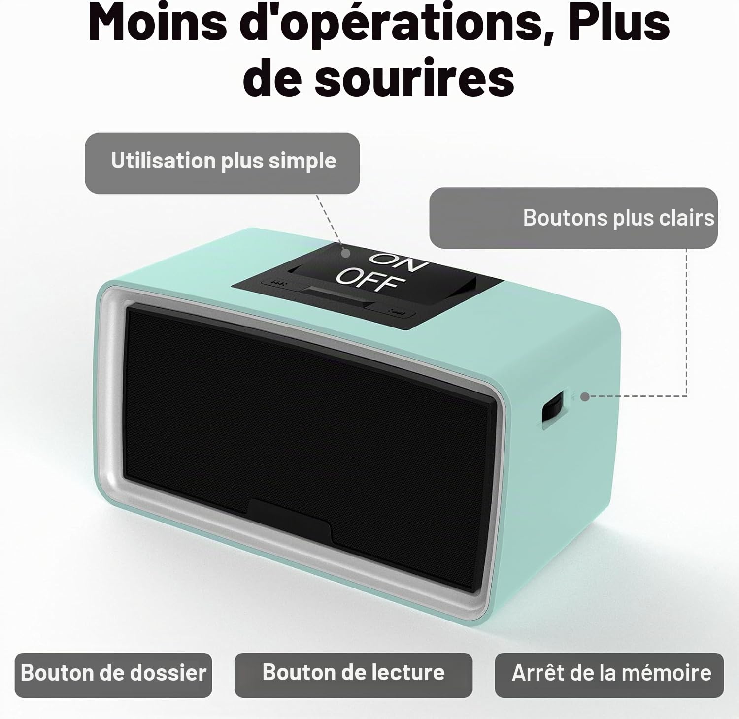 Lecteur Audio Simple pour Seniors Healvaluefit - Lecteur de Livres Audio avec Carte TF 32GB, Gros Boutons MP3 pour Personnes Âgées, Malvoyants, Patients Alzheimer (Bleu)