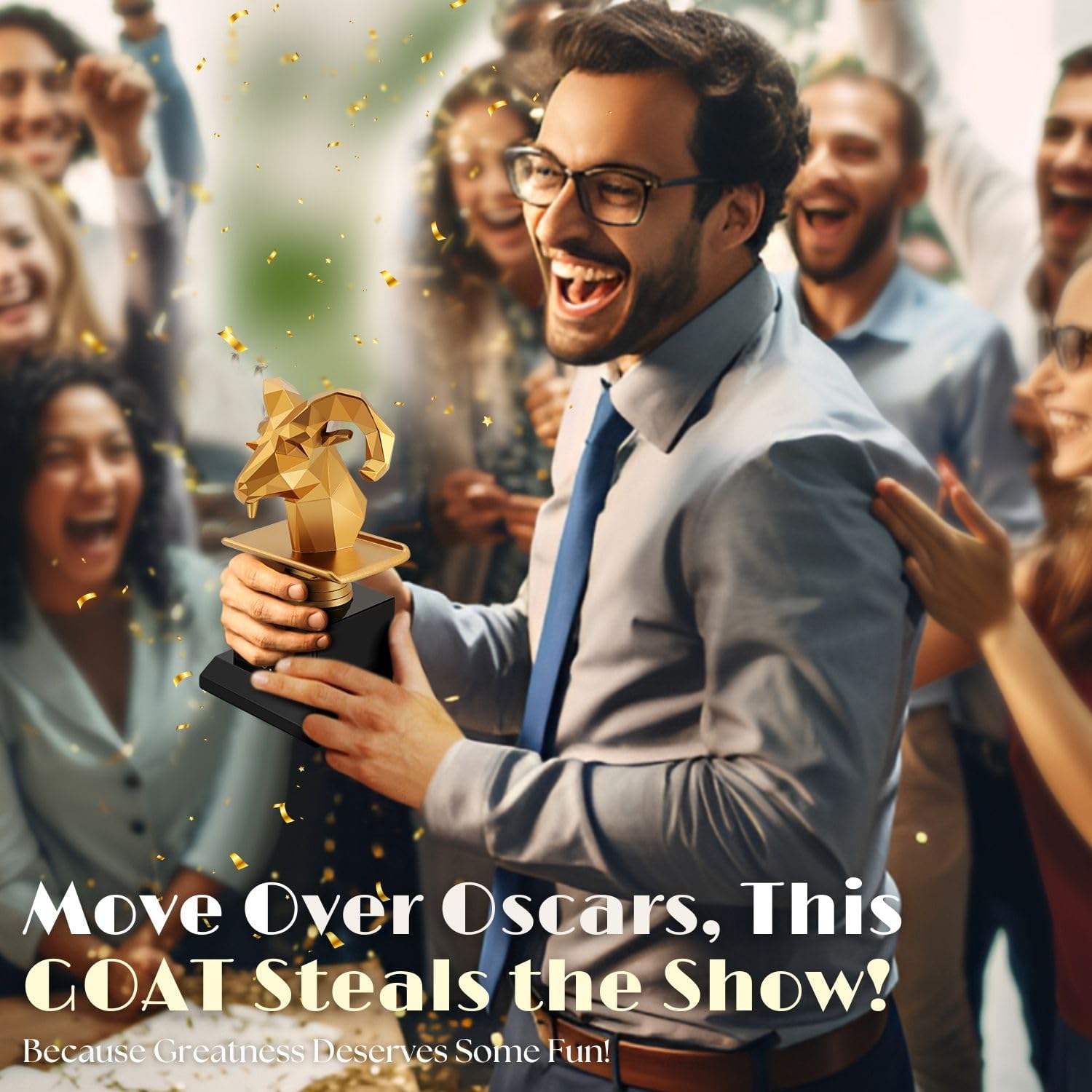 Flexzion The Goat Trophy Award - Greatest of All Time Funny Trophy for Adults, Engraved Plate with Head Goat Statue, Unique Recognition Gift Plaque for Sports, Employee, Teacher, Boss, Friend, & More