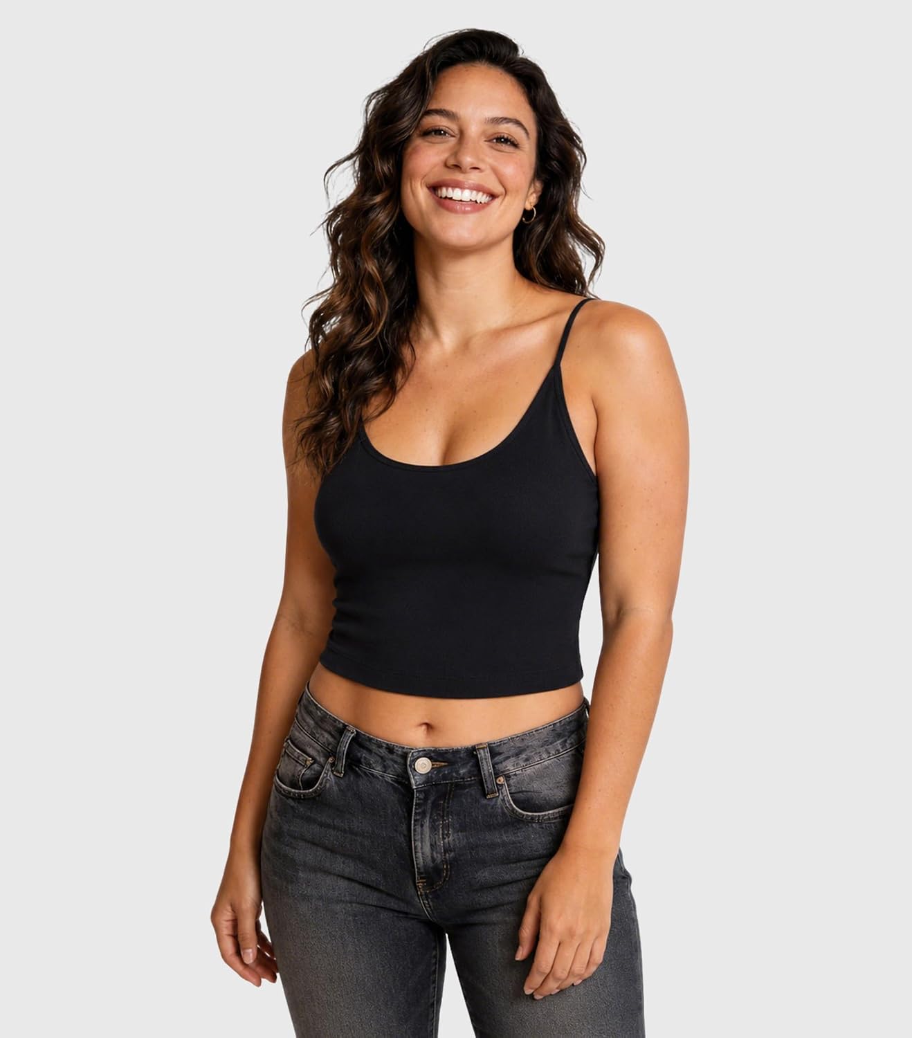 DAVID ARCHY Bamboo Rayon Cropped Tank Top Adjustable Spaghetti Strap Cami Cooling Base Layer for Sleep & Loungewear