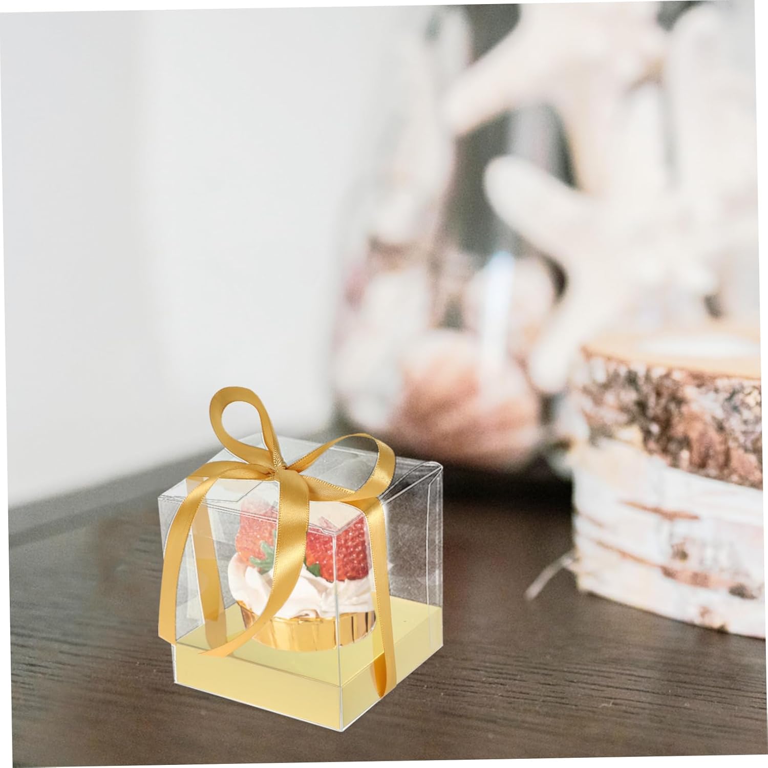 Cabilock 30pcs Boxes Transparent Cake Box Cake Boxes Cake Carrier Plastic Cake Containers Cookie Boxes Cake Packing Boxes Cupcake Stand Cake Containers Carrier Baking Box The Pet Mousse, Golden