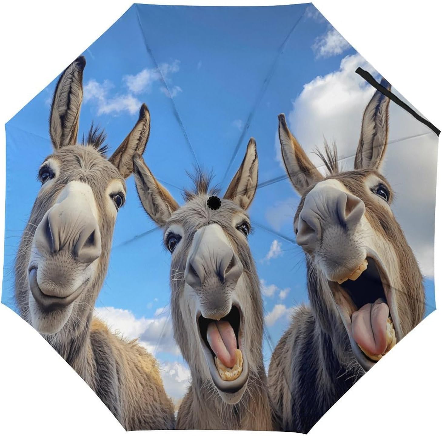 Funny Three Donkeys Compact Umbrella 3 Folding Windproof Automatic Umbrellas Portable Travel Accessories