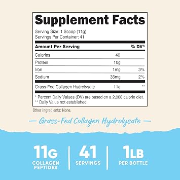 Nutricost Pure Collagen Hydrolysate (Bovine) Powder (2 Pack) - Grass Fed Bovine Collagen, 1LB Per Bottle