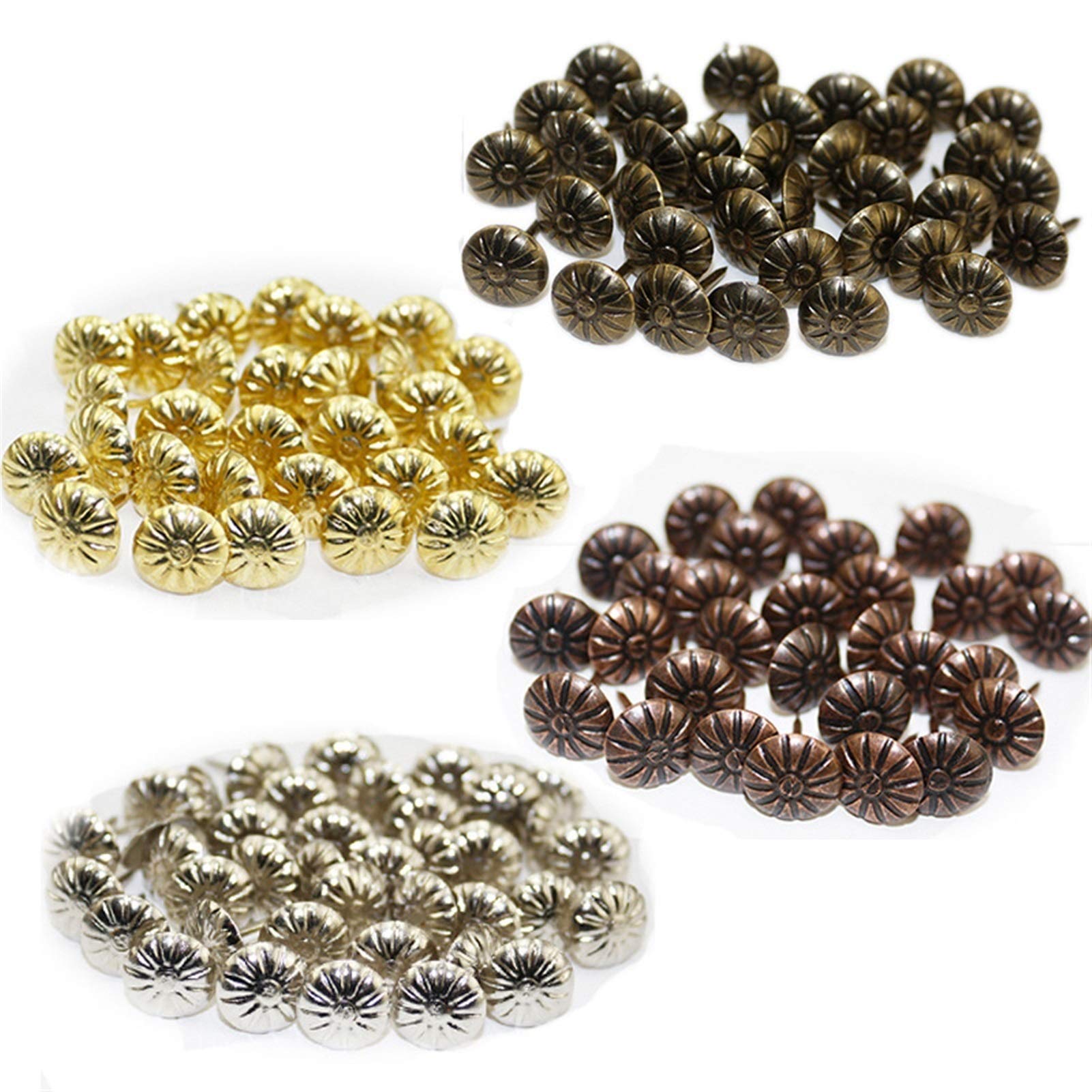 Gwoździe tapicerskie do mebli, 50 sztuk Retro Akcesoria sprzętowe Mosiądz Brąz Tapicerka Tacks Box Sofa Dekoracyjne Tack szpilka Pushnail Drzwi Gwóźdź Bąbelkowy Zwykły