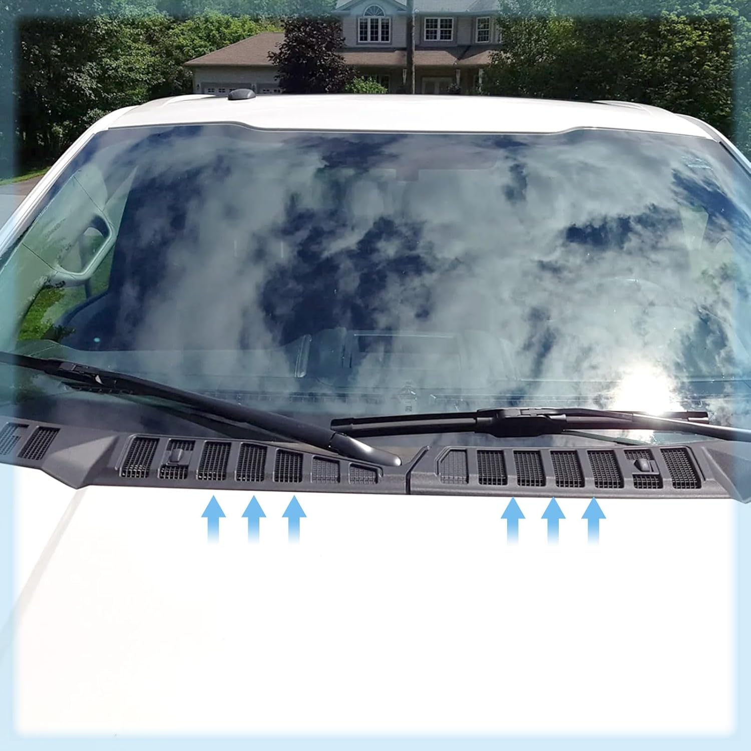 Windshield Wiper Cowl Panel Grille Compatible with Ford F150 2015-2020 Front Window Cover Insert Panel Replace FL3Z15022A69B