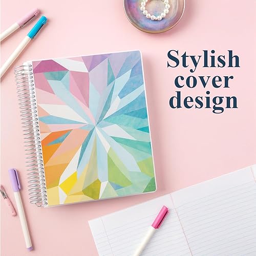 Miniatura 5 de Erin Condren Cuaderno de rayas universitarias encuadernado en espiral de 7 x 9 pulgadas, caleidoscopio colorido, cuaderno de 160 páginas para tomar