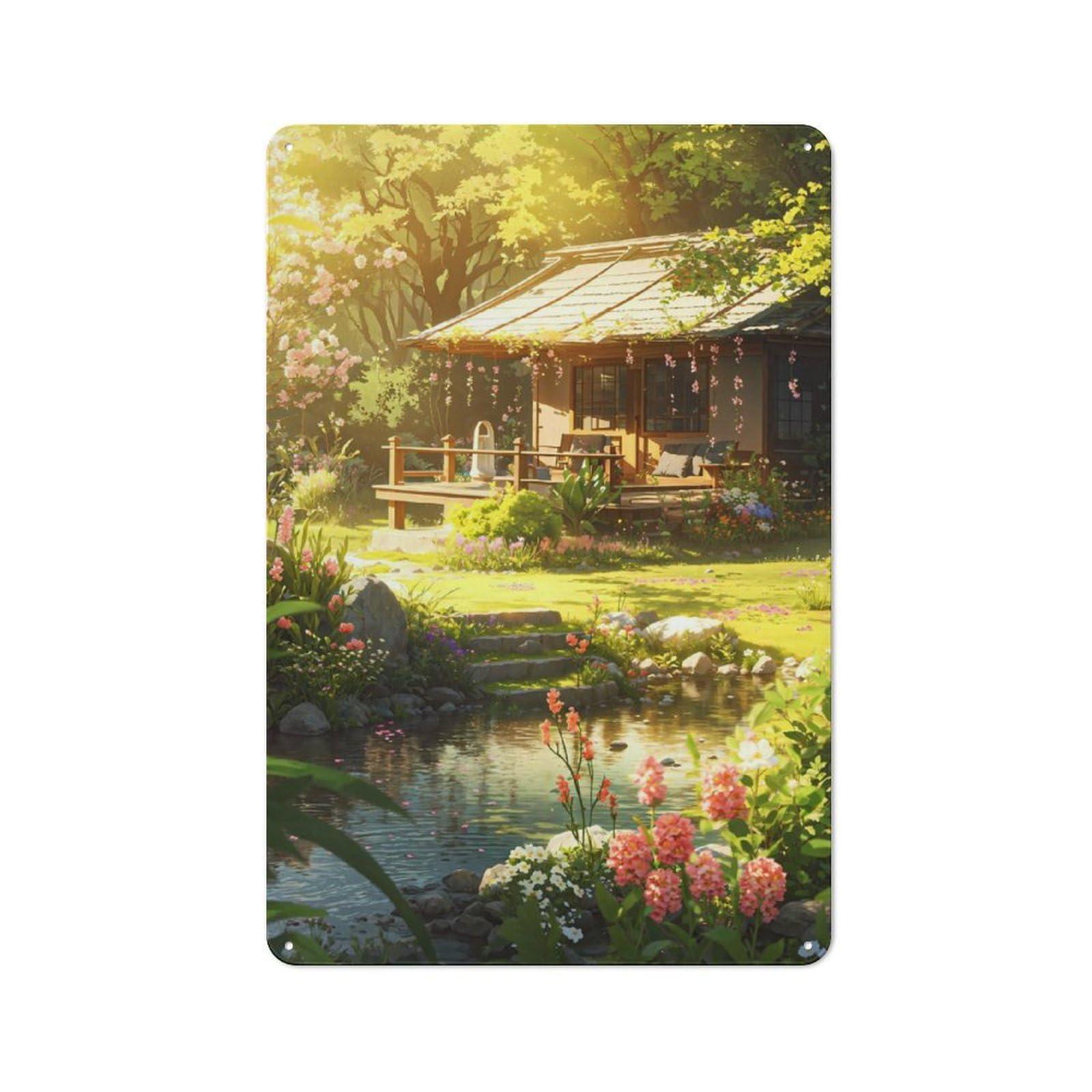 Junmoney Quiet Garden For Lounge Or Reading Corner, Rustic Tin Sign 30X20cm, For An Autumn Update To Lounge And Reading Corner