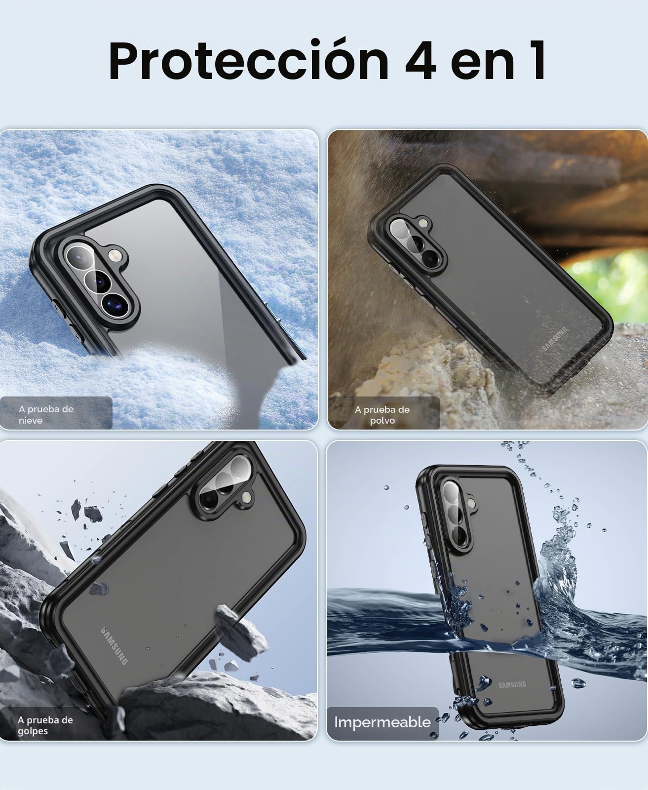 Beeasy Funda para Samsung Galaxy A26 Impermeable,360 Grados Antigolpes Militar Completa Blindada Irrompible Resistente Acuatica Carcasa,IP68 Waterproof Case con Protector Camara/Pantalla