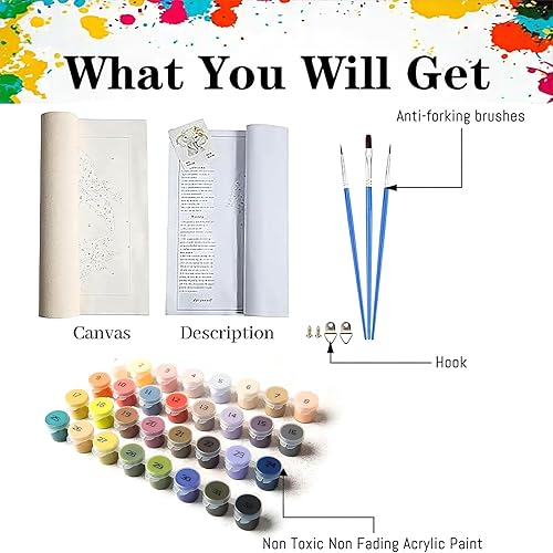 Miniatura 5 de Pintura de flores por números para adultos, pintura por números para adultos principiantes, pintura de flores por números para regalo, decoración de