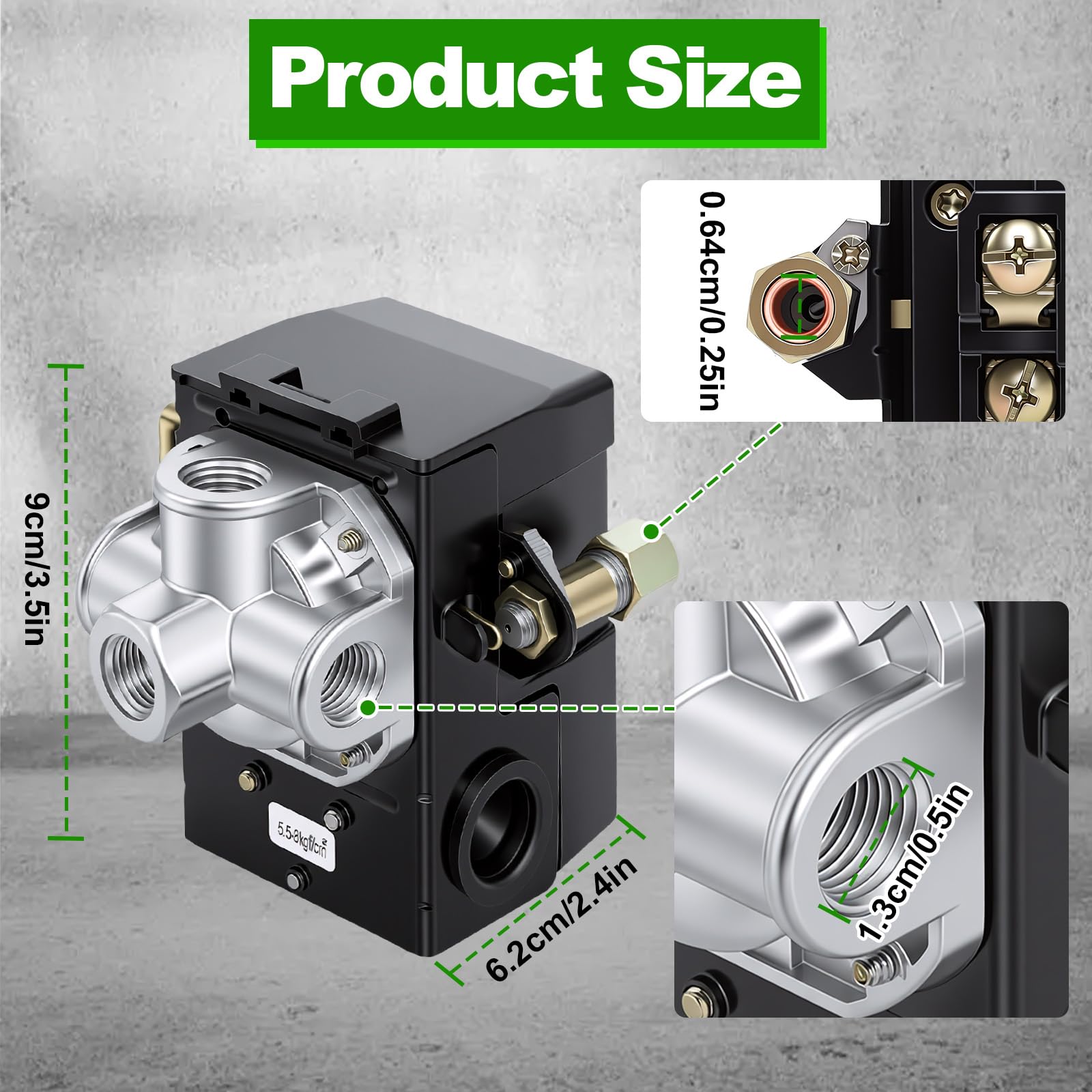 LF10-4H Air Compressor Pressure Switch - 95-125 PSI 20A With 4 Ports & Unloader Valve