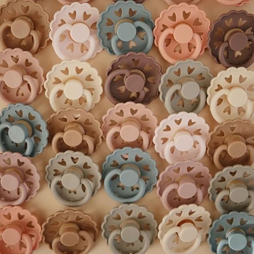 Miniatura 20 de FRIGG - Chupete de goma natural para bebés Daisy, hecho en Dinamarca, sin BPA (aurora/blanco brillante, 0-6 Meses), paquete de 2 unidades